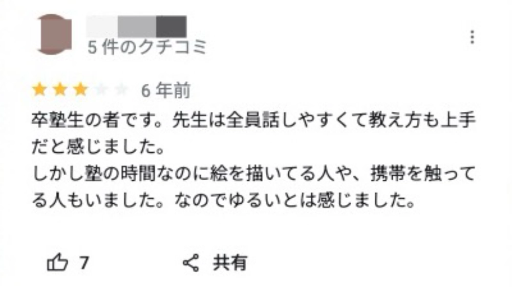 坪田塾のGoogleマップの口コミ・評判