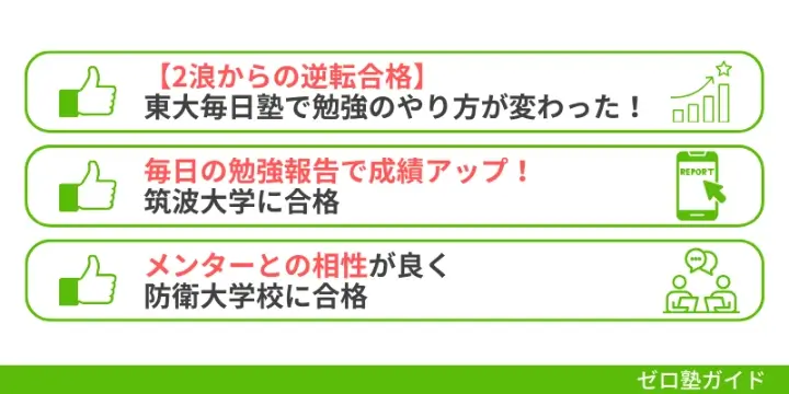 【合格者の声】実際に東大毎日塾で成績UPした先輩たち